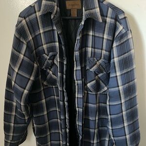 St. John's Bay Navy Plaid Shirt Jacket